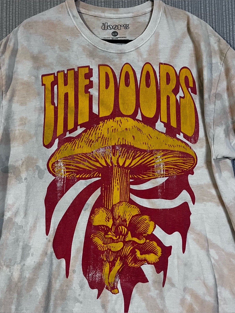 The Doors Band Tee Beige Tie Dye Mens Large T-shirt